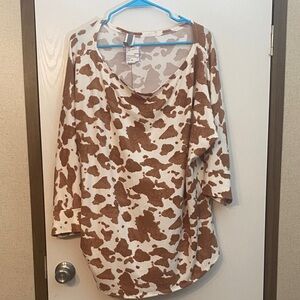 Honeyme Brown and Cream Long Sleeve Top